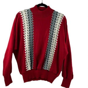 Vintage Red Mock Neck  Sweater with Dolan Sleeves